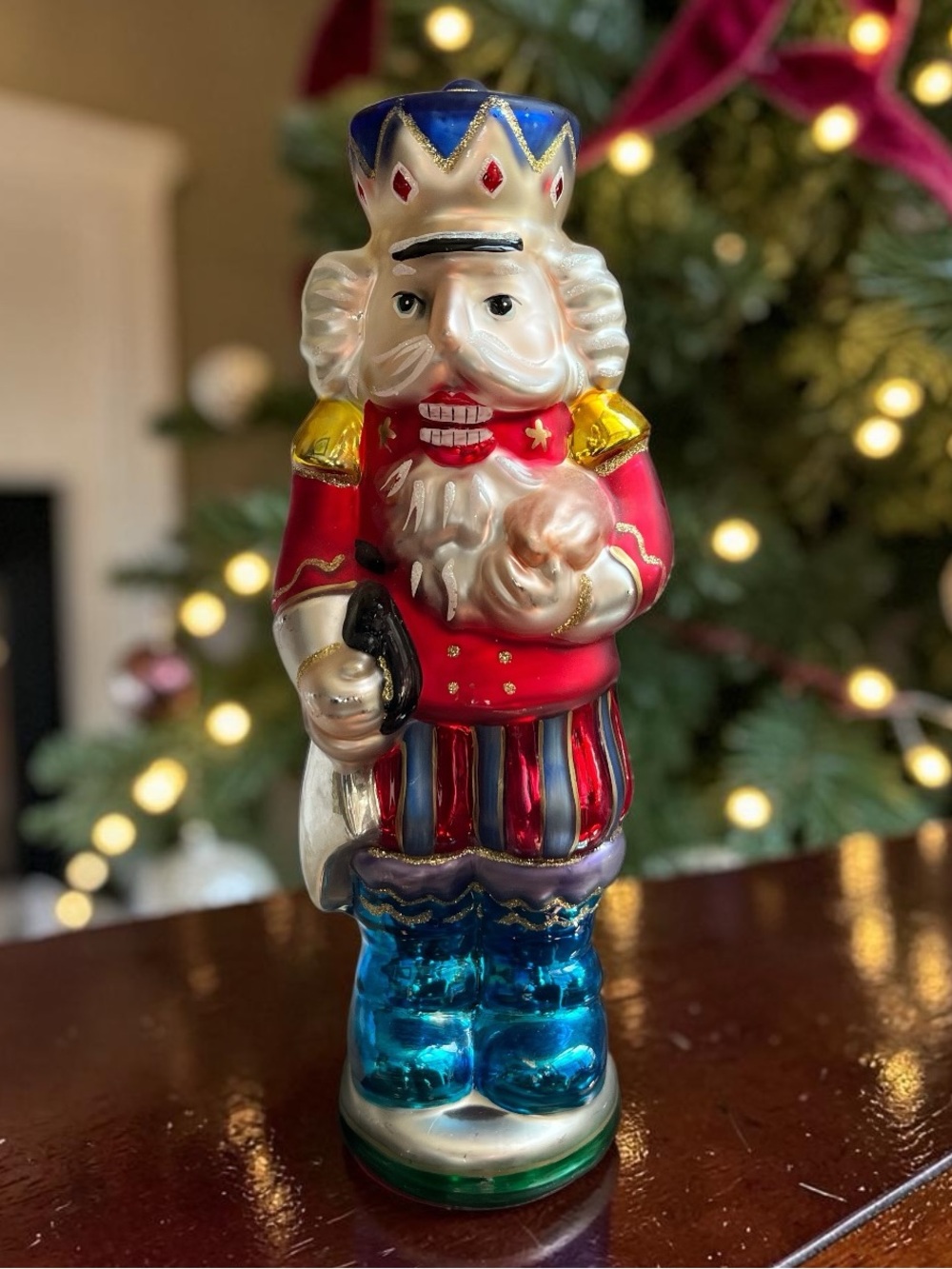 Vintage Hand Blown Mercury Glass Smithsonian Nutcracker Figure